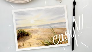 Watercolor sepia SEASCAPE  step by step landscape painting tutorial [upl. by Oner]