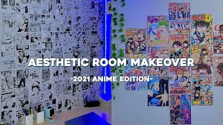 ‧₊˚aesthetic anime room makeover  manga wall posters leds polaroids  wiheartkay  pt2→༄ [upl. by Yerggoeg111]