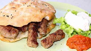 Bosanski ćevapi u domaćim lepinjama sa kajmakom WRITTEN RECIPE IN ENGLISH  INFOBOX [upl. by Einhpets156]