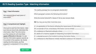 IELTS Academic Reading  Matching Information [upl. by Katusha]