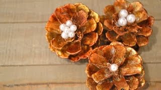 How to Make Simple Pinecone Flowers [upl. by Elfrida]