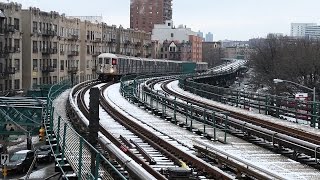 New York City Subway Snowy Elevated Trains in Manhattan and Bronx [upl. by Nawyt]