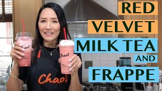 HOW TO MAKE RED VELVET MILK TEA  2 WAYS RECIPE FOR 22 OZ CUPS [upl. by Otrevogir109]