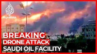 Drones hit 2 Saudi Aramco oil facilities causes fires [upl. by Oisorbma166]