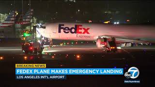 Video FedEx plane makes emergency landing at LAX  ABC7 [upl. by Nivled152]