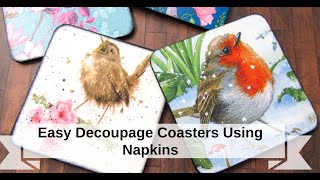 Easy Decoupage Coasters Using Napkins [upl. by Asiram]