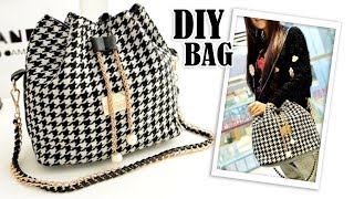 DIY SWEET SHOULDER BAG DESIGN  Chains Fashion Bucket Bag Tutorial [upl. by Anaoy232]