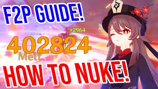 F2P HU TAO NUKE GUIDE Do 4 TIMES MORE with Hu Taos Burst Genshin Impact [upl. by Macdougall]