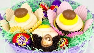 Cadbury Creme Egg Cupcakes from Cookies Cupcakes and Cardio [upl. by Aicilaanna693]