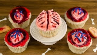 Heart amp Brain Cupcakes How to Make Halloween Cupcakes from Cookies Cupcakes and Cardio [upl. by Eilrebma156]