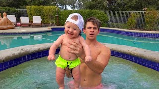 6 Month Old Baby Zealands First Time Swimming INCREDIBLE [upl. by Natsirc]