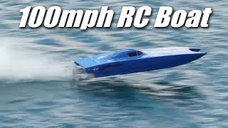 100mph RC Boat  Dual 12s Brushless Motors [upl. by Oznohpla]