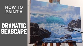 How to Paint a DRAMATIC SEASCAPE in 5 Easy Steps [upl. by Tasia520]