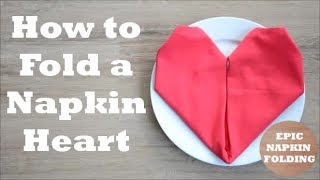 How to Fold a Heart Napkin  1 minute tutorial  Episode 8 [upl. by Rozalie]