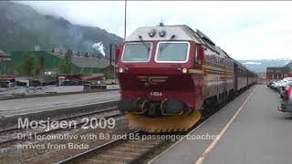 Beautifull trains Nordlandsbanen Norway from Trondheim to Bodø crossing Arctic Circle 2009  2019 [upl. by Deadman]