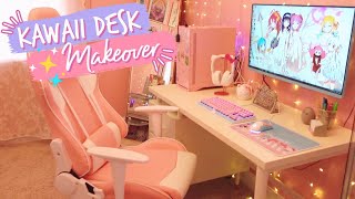 The 💖CUTEST💖 Kawaii Desk Makeover  With Product Links [upl. by Odiug]