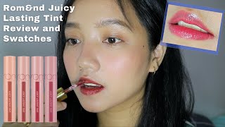 ROMAND Juicy Lasting Tint Swatch and Review [upl. by Theressa]