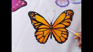 Como Pintar Mariposa Monarca  How to Paint Monarch Butterfly [upl. by Avuha]