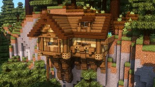 Minecraft  How to Build a Wooden Cliffside House Tutorial [upl. by Annaet]