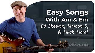 3 Easy Songs on Guitar using Em and Am  Guitar for Beginners [upl. by Deloris]