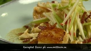 Mitt kök Halstrade pilgrimsmusslor med bacon och äppelsallad  TV4 [upl. by Anuahsar222]