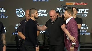 UFC 229 Khabib vs McGregor  Press Conference Faceoff [upl. by Ycnay]