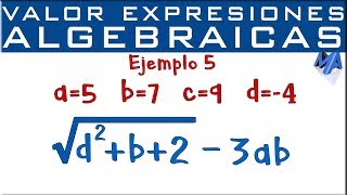 Valor numérico de expresiones algebraicas  Ejemplo 5 [upl. by Odraode348]