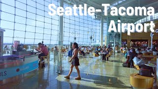 SEATTLE Tacoma Airport Terminals and Train 🇺🇸 Walking Tour 2023 [upl. by Ahsinat149]