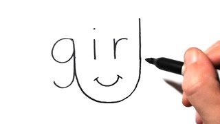 How to Draw a Girl Using the Word Girl [upl. by Hauck1]