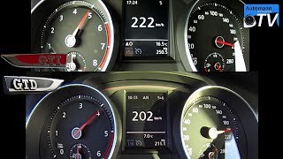 Golf 7 GTI vs Golf 7 GTD  0220 kmh acceleration 1080p [upl. by Reiner974]