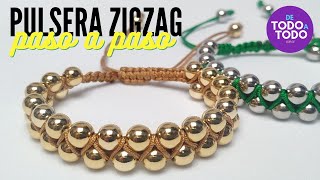 Cómo hacer una pulsera en ZIGZAG con balines o piedras [upl. by Shaffert]