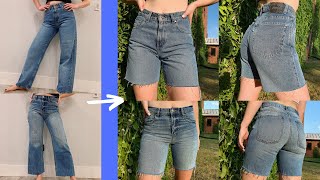 Tips amp Tricks for Upcycling your Jeans into Trendy Bermuda Shorts 💙 thrift flip DIY [upl. by Hal]