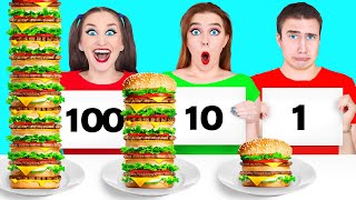 1 10 or 100 Layers of Food Challenge by Multi DO [upl. by Yseulta]