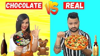 Real vs Chocolate FOOD Challenge [upl. by Raila]