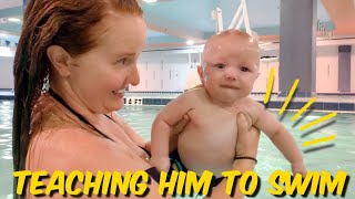 Baby Learning To Swim at 4 Months Old [upl. by Yrrok]