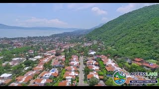 Aerial Downtown Ajijic Mexico Church Plaza Mountains amp Lake [upl. by Aciraj]