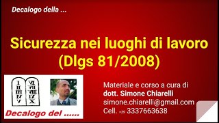 Decalogo della  Sicurezza sul lavoro 20022020 [upl. by Rhynd647]