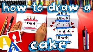 How To Draw A Birthday Cake Tower Folding Surprise [upl. by Say]