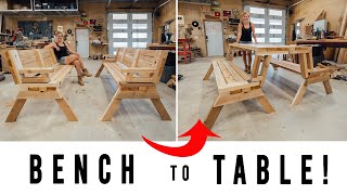 DIY Folding Bench  Turns Into a Table [upl. by Onitnevuj838]