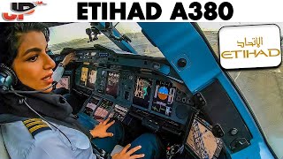 ETIHAD AIRBUS A380 Takeoff Abu Dhabi  Flight Deck GoPro View [upl. by Eeliak]