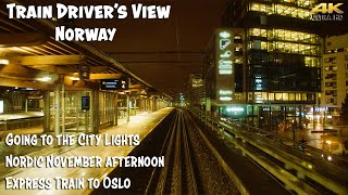 4K CABVIEW Going to Oslo and the City Lights and the depot [upl. by Stalker]