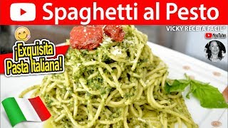 SPAGHETTI AL PESTO  VickyRecetaFacil [upl. by Nimaj160]