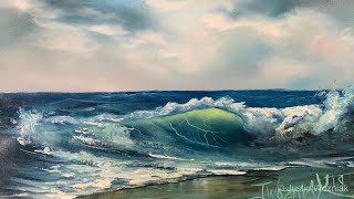 How To Paint A Seascape And Wave For Beginners Full Tutorial  Paintings By Justin [upl. by Griselda]