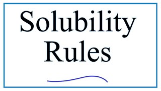 Solubility Rules Explanation amp Practice [upl. by Nafets]